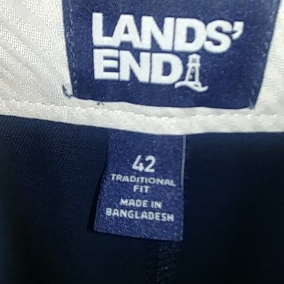 Lands' End Pants Men's Dark Blue Dressy Straight Leg 100%Cotton Size 42 - Picture 3 of 8